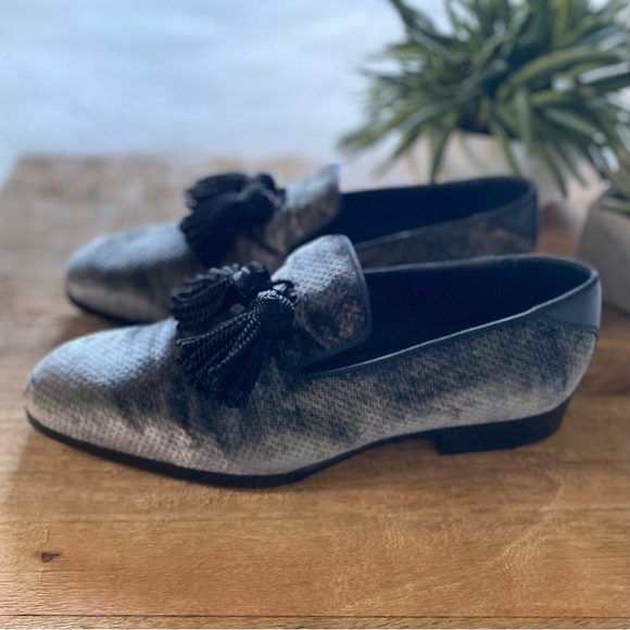 Jimmy Choo Foxley Metallic Velvet Loafers with Black Tassels main image 5
